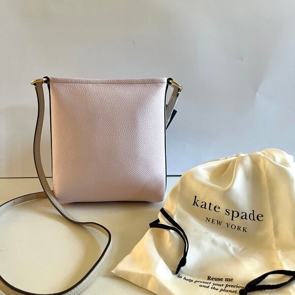 KATE SPADE + DUST BAG, Ava Color Block, Pebbled Leather Crossbody, Shimmer Pink - Picture 9 of 12